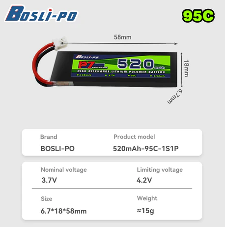 Boslipo P7 Version 520mAh 95C 1C