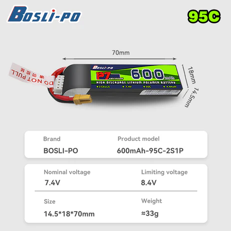 Boslipo P7 Version 600mAh 95C 2C